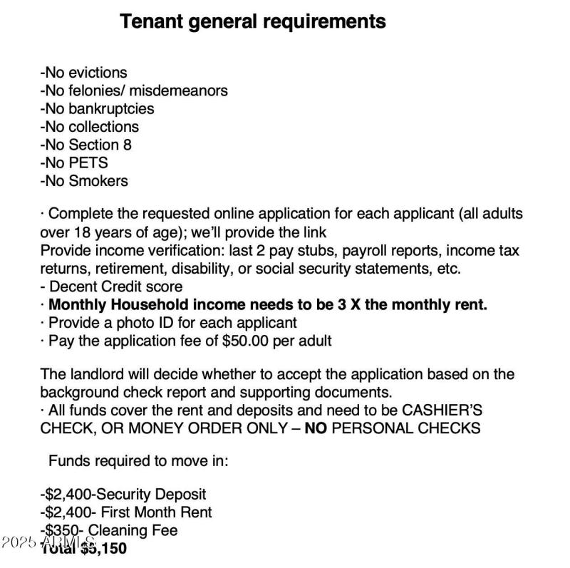 Tenant Requirements & Move-in Costs