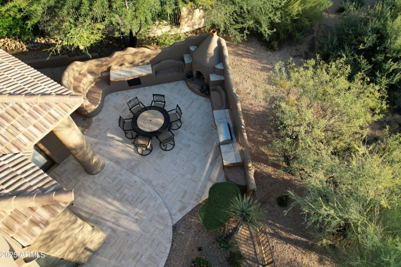 Aerial Fireplace & Grill Chat Area