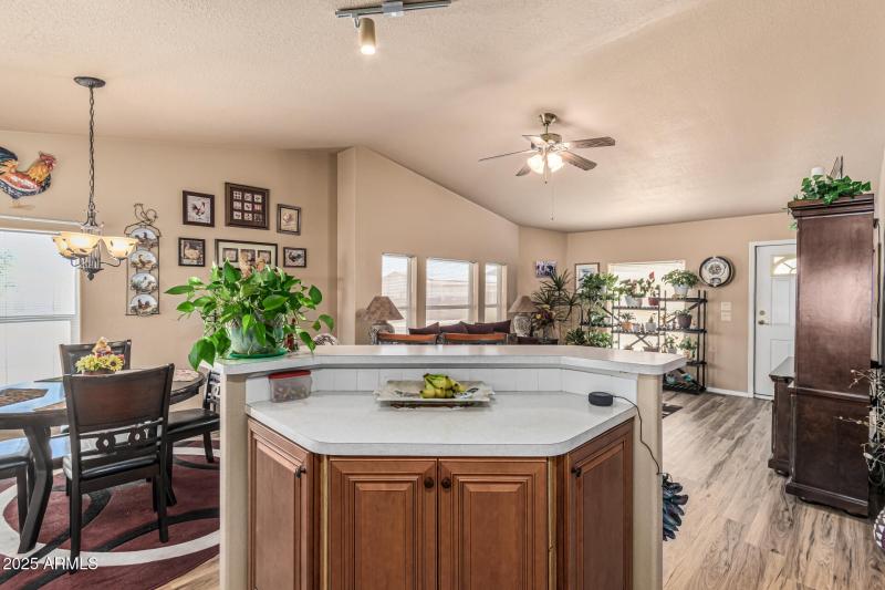 View of Greatroom From 2-tier island