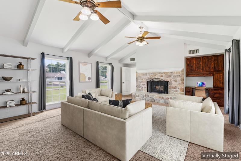 Family room staged