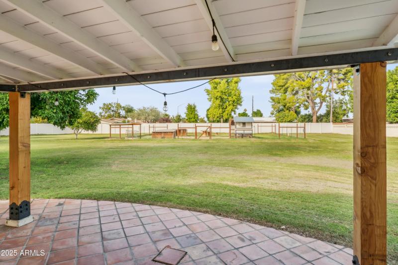 Backyard view from covered patio