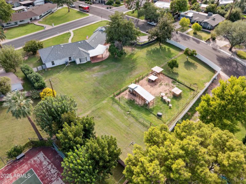 Ariel view of property from back