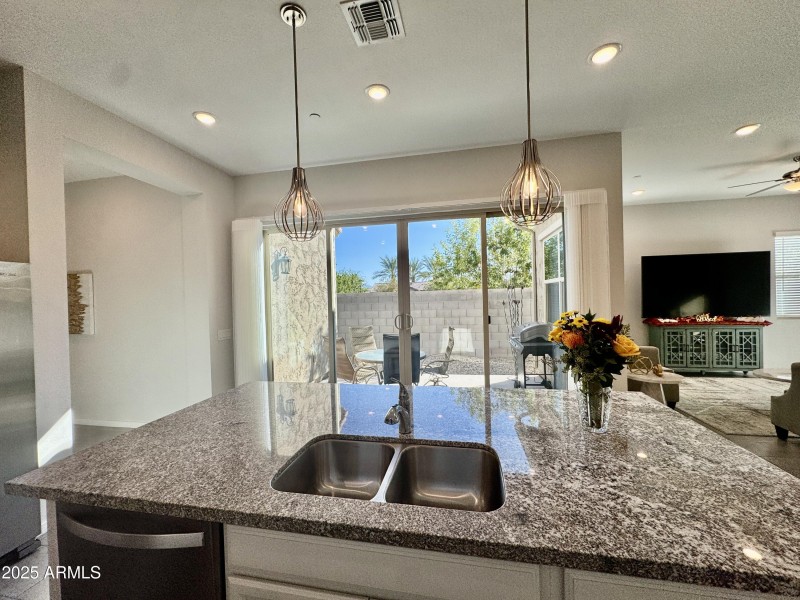 Kitchen with Patio and Palms View