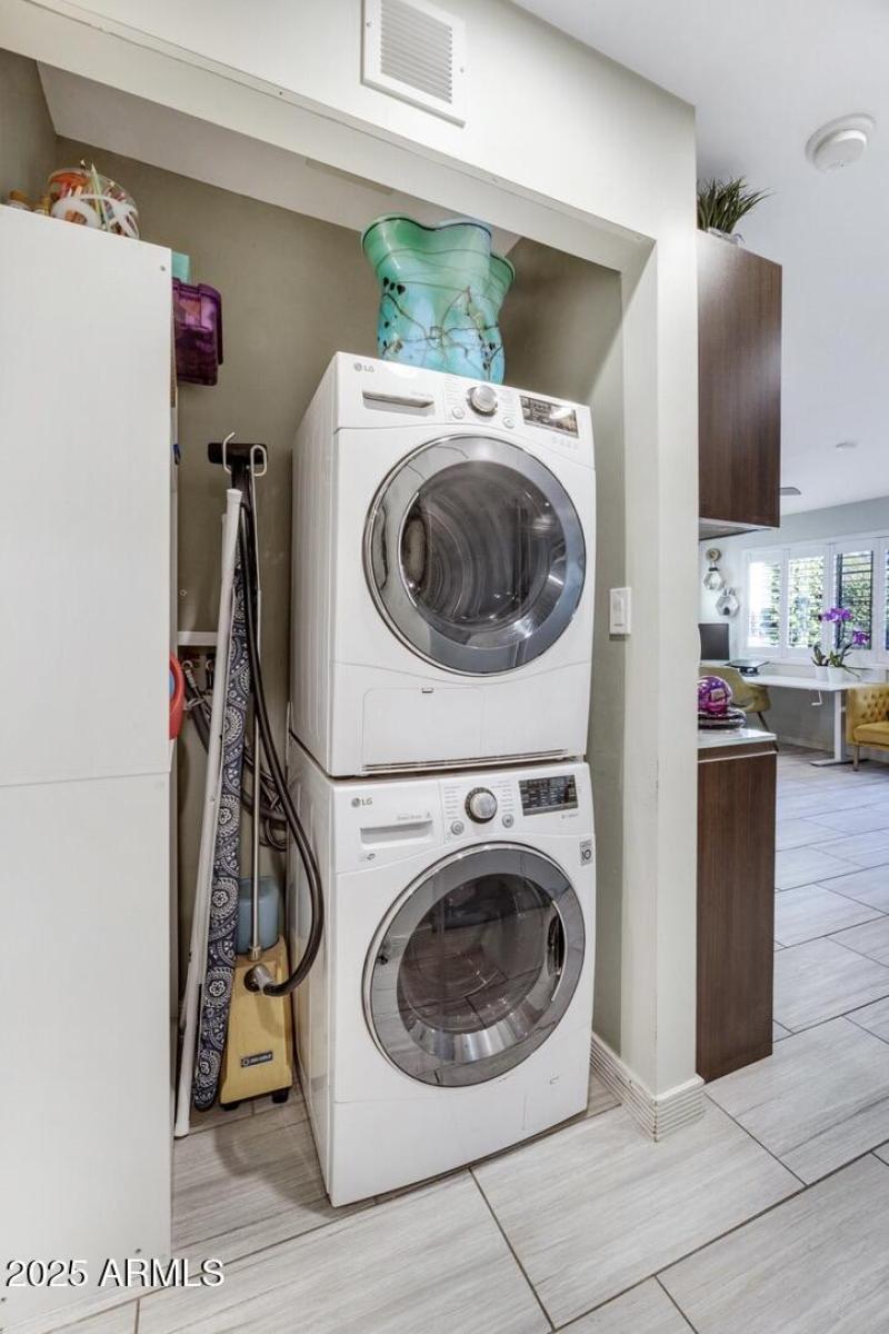 Inside Stacked Laundry