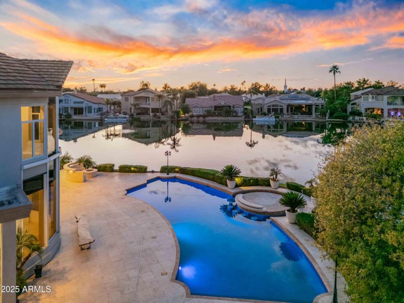 Twilight Pool Backyard