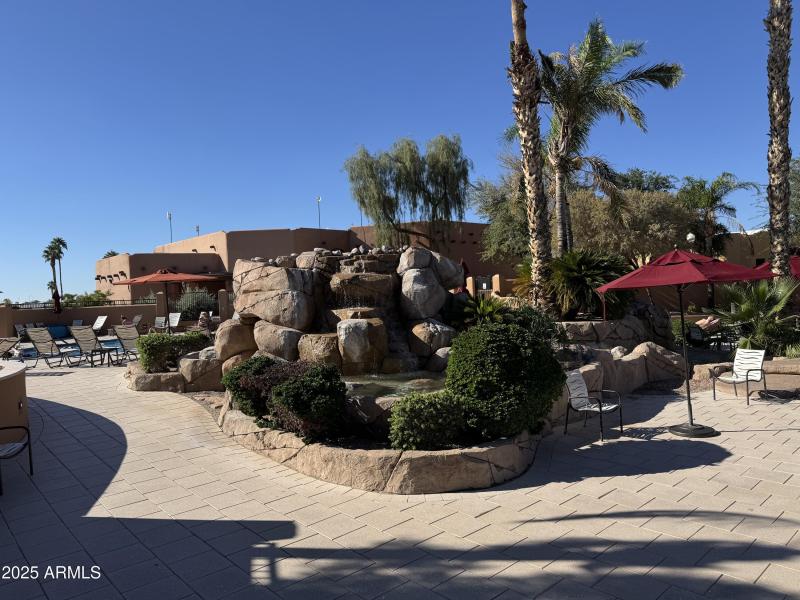 Water feature at pool