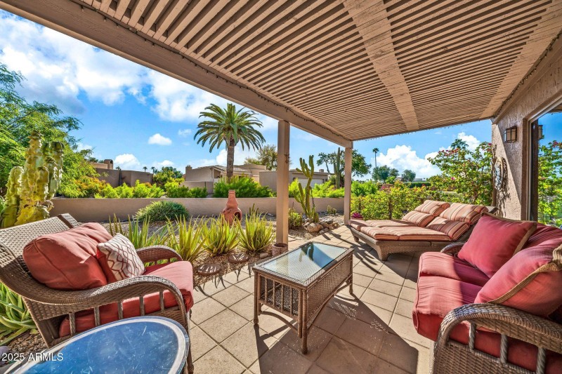 Covered East facing patio