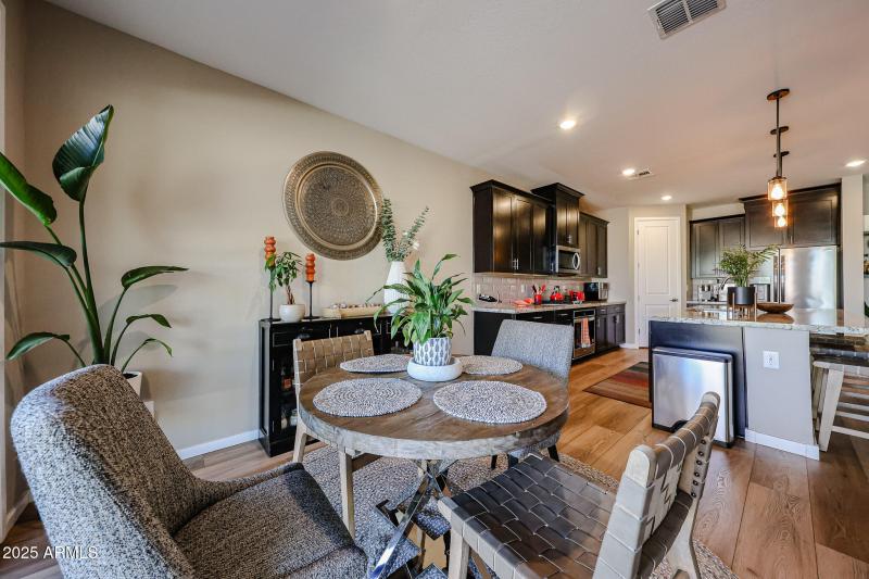 Dining room looking back at kitchen