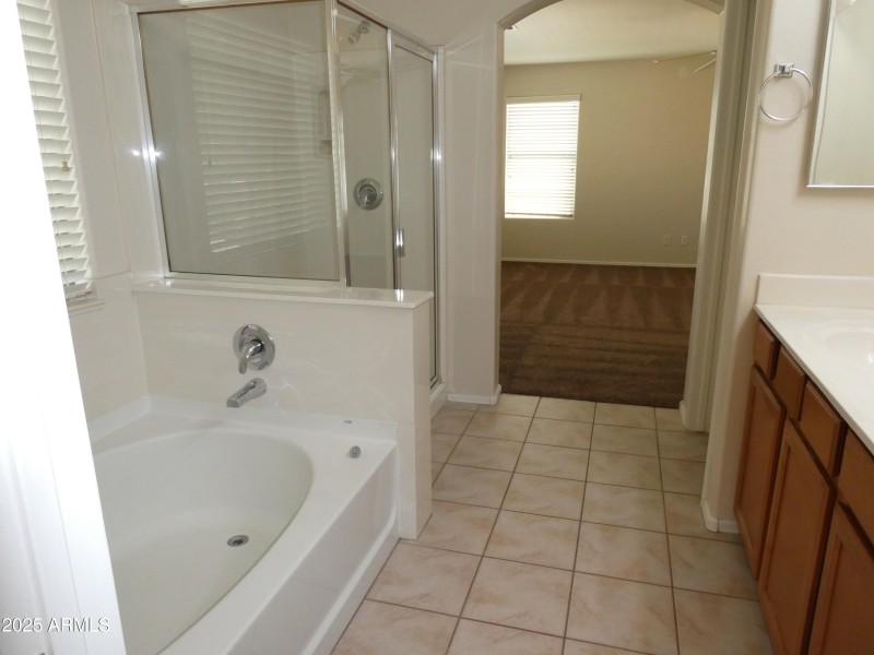 separate tub shower and double sinks