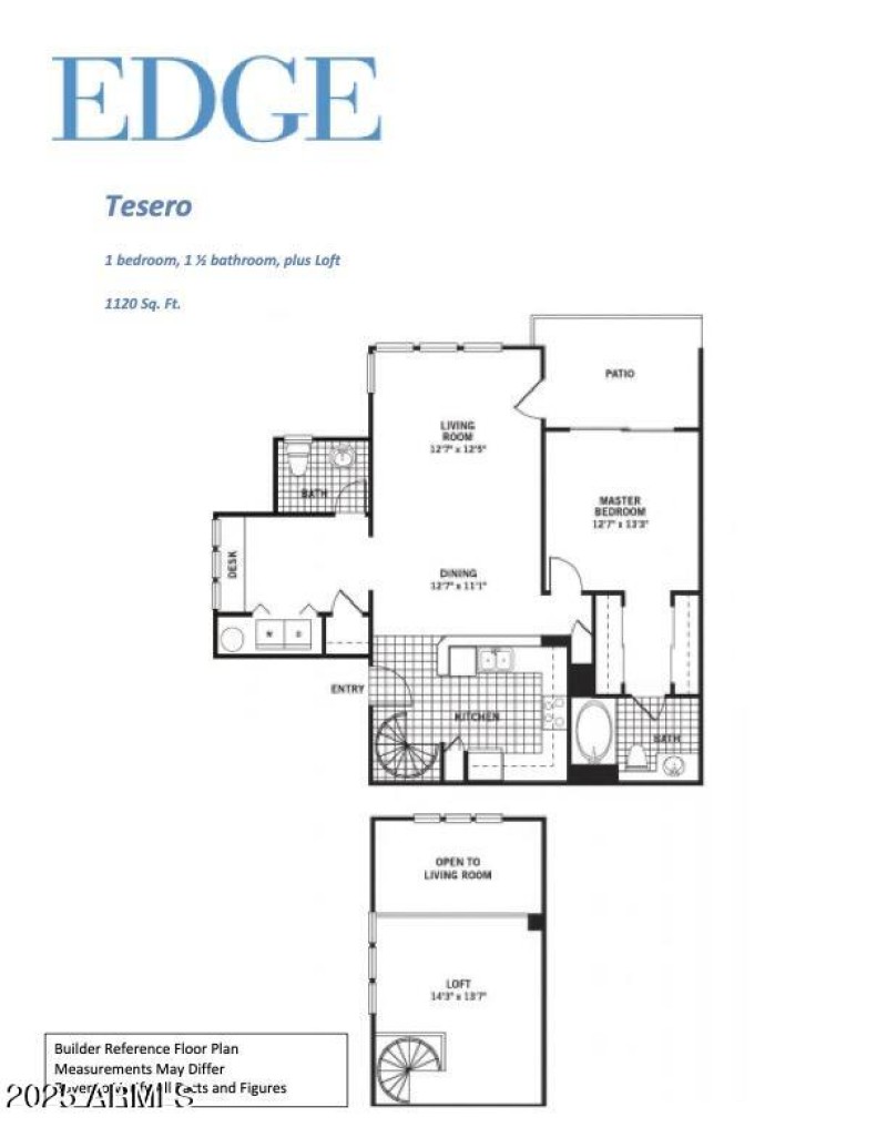 1Bd 1.5 Ba Loft Floorplan