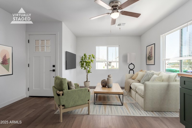 living room virtual satged