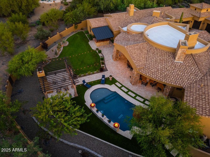 Aerial Pool and yard