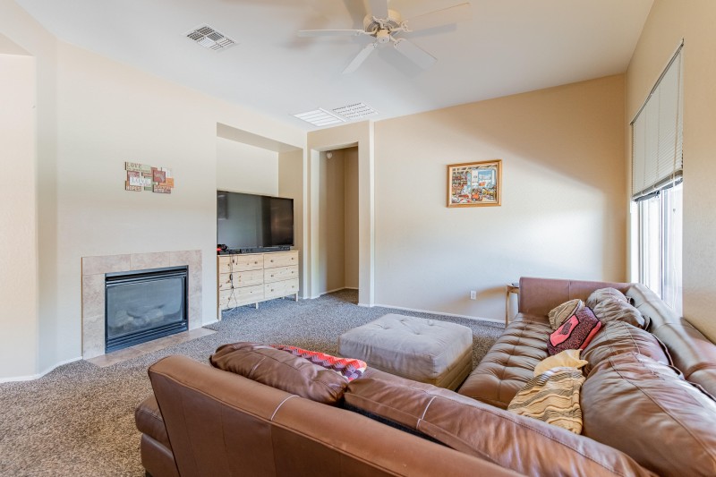Family room with fireplace