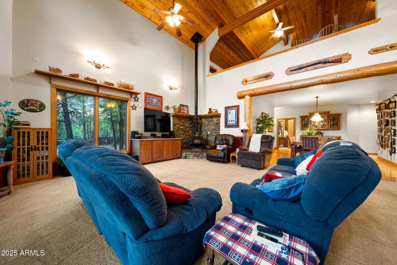 F family room view to dining room