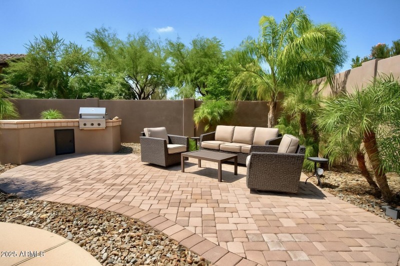 Backyard Patio with Built-In Grill