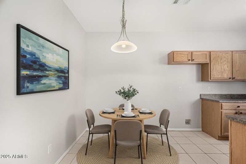 Eat-in kitchen staged