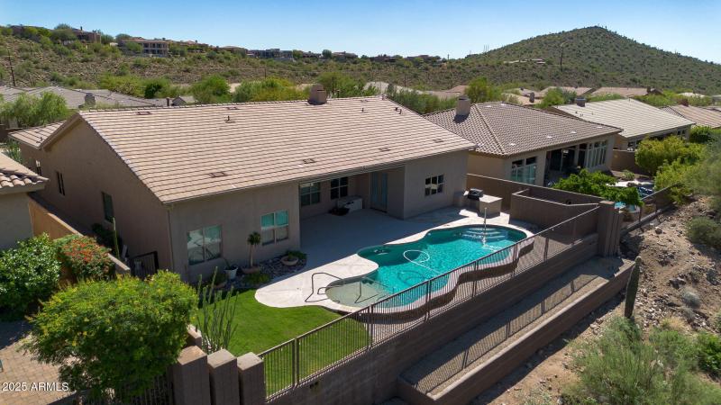 Aerial view of backyard