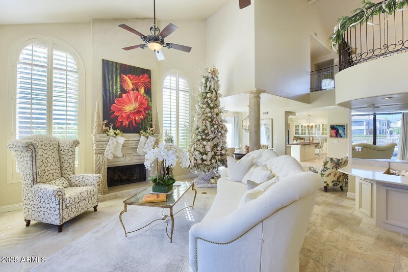 GAS FIREPLACE; SOARING CEILINGS