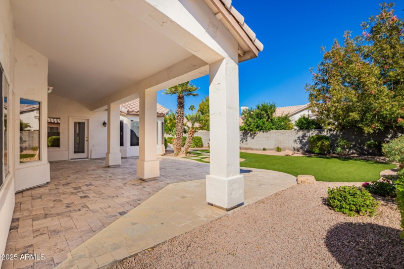 Travertine patio decking