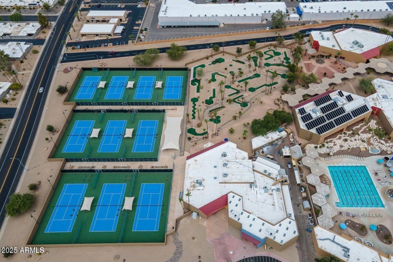 TENNIS COURTS. REC CENTER. POOLS