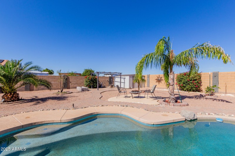 View from pool to extra patios