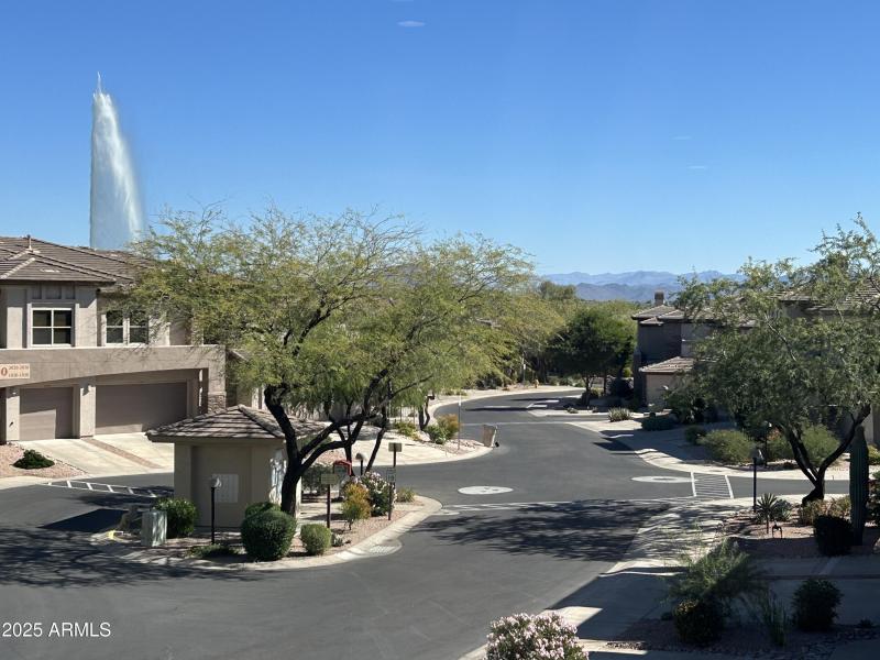 View of fountain & mountains