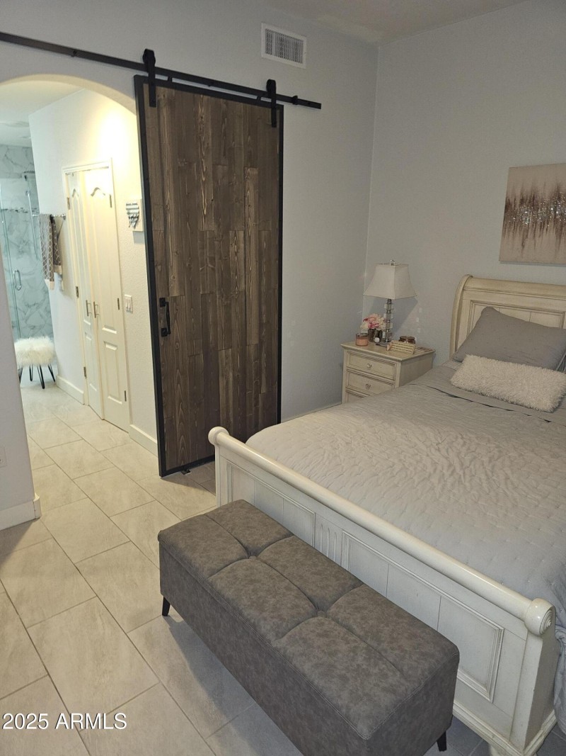 Master With Barn Door Into Bath