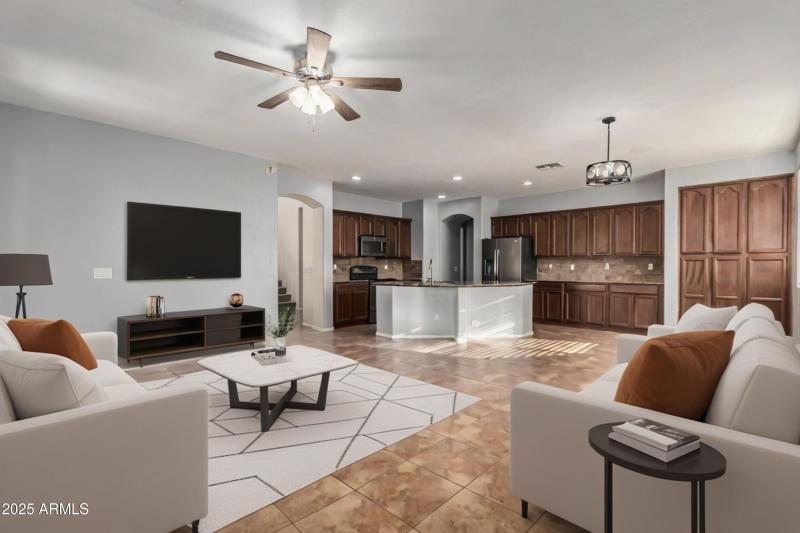Kitchen Family Room Virtually staged