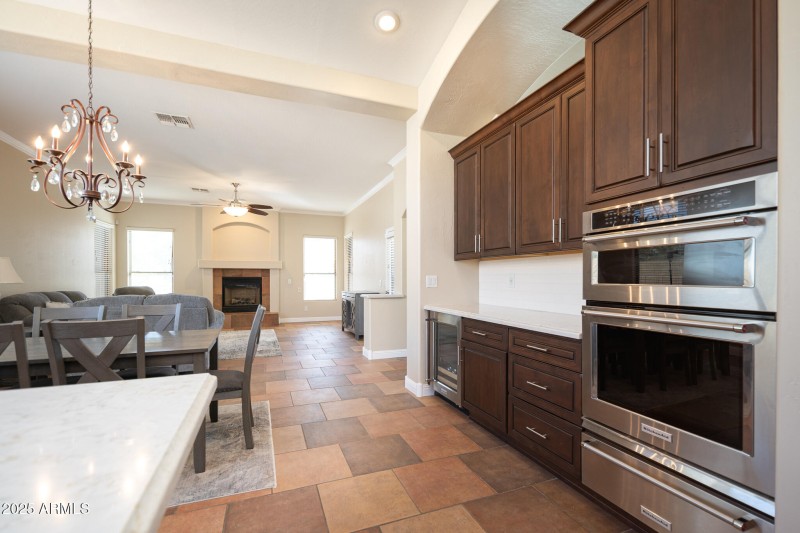 Wall ovens espresso stained cabinets