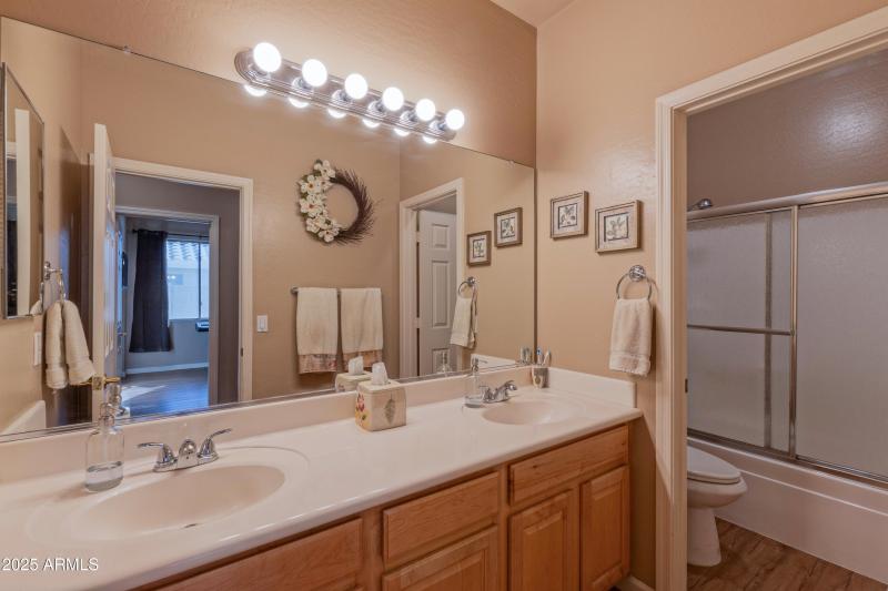 Hall Bath dual sinks, tub and shower