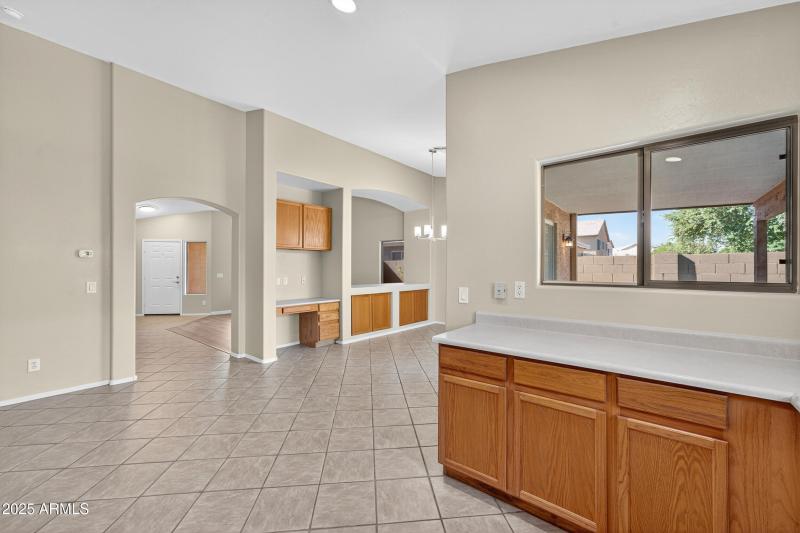 Kitchen flows into dining