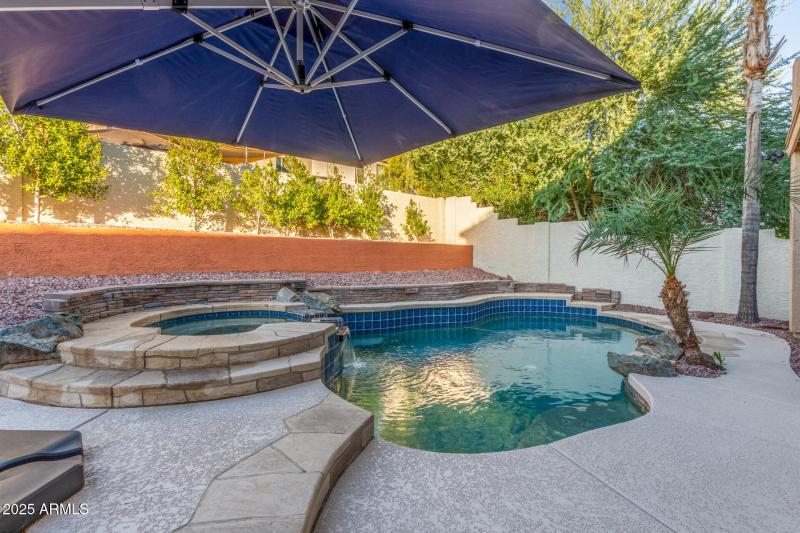 Backyard pool and spa