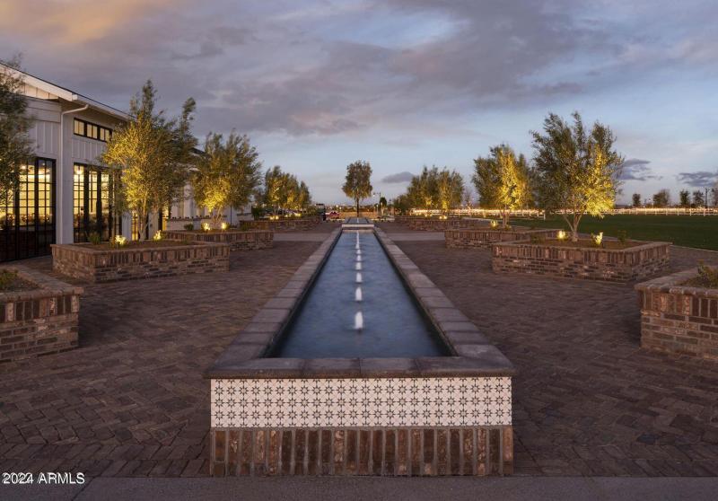 water feature outside of the restaurant