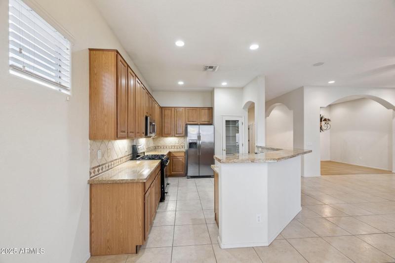 Kitchen with island from Breakfast room