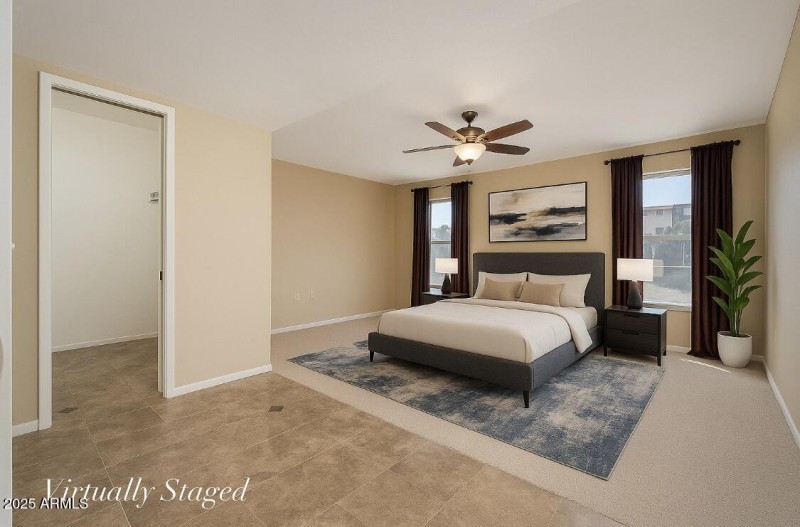 Virtually Staged Primary Bedroom