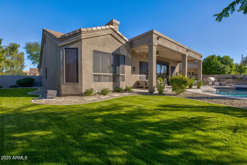 Back yard with grass