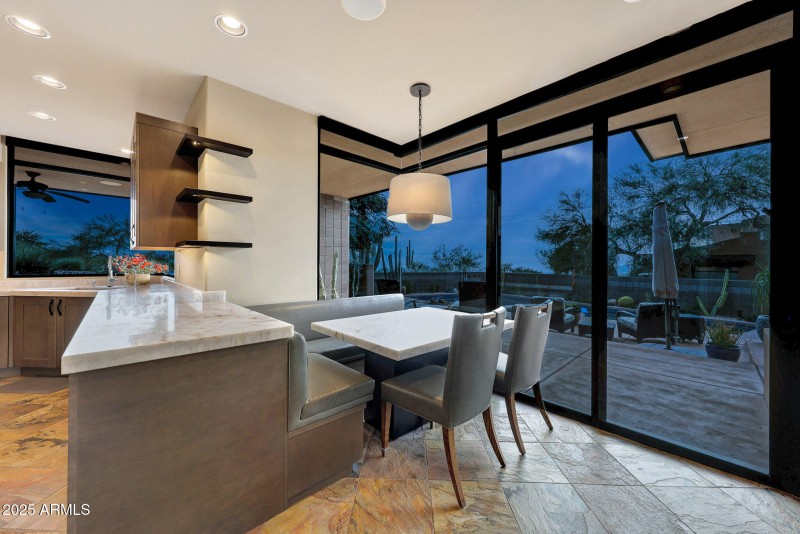 Kitchen Banquette at Night