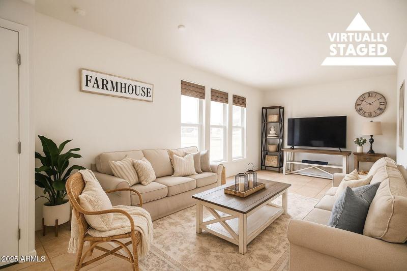 Living room virtually staged