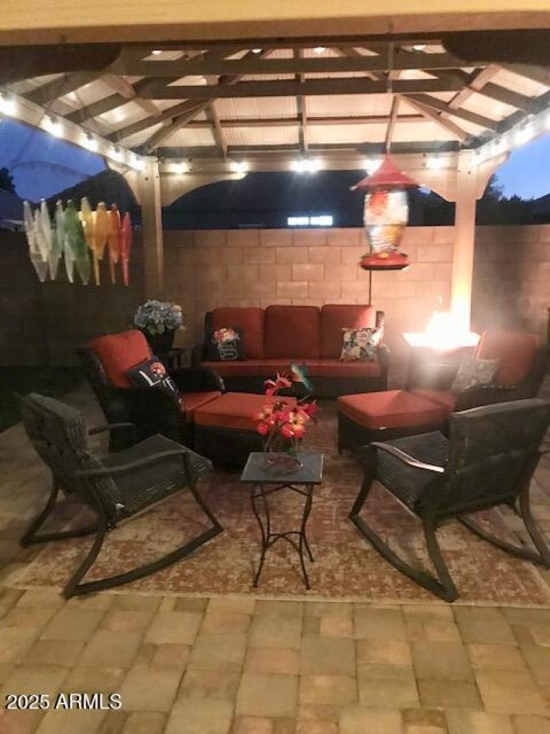 Backyard with 12x14 gazebo and 8x10 perg