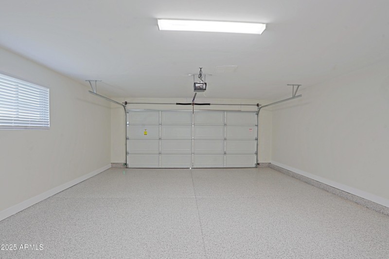 Garage with epoxy flooring