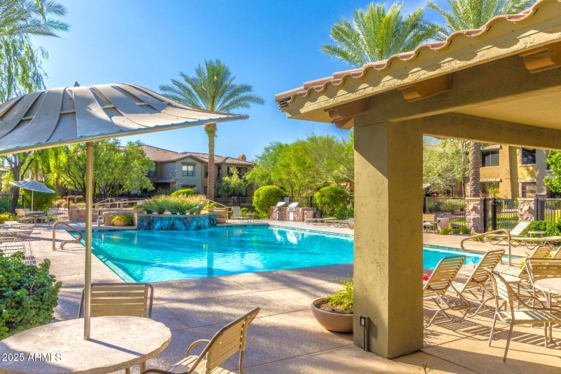 Heated pool gathering areas