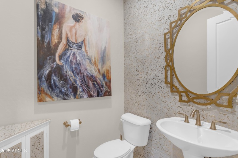 Half Bath with Custom Tile Wall