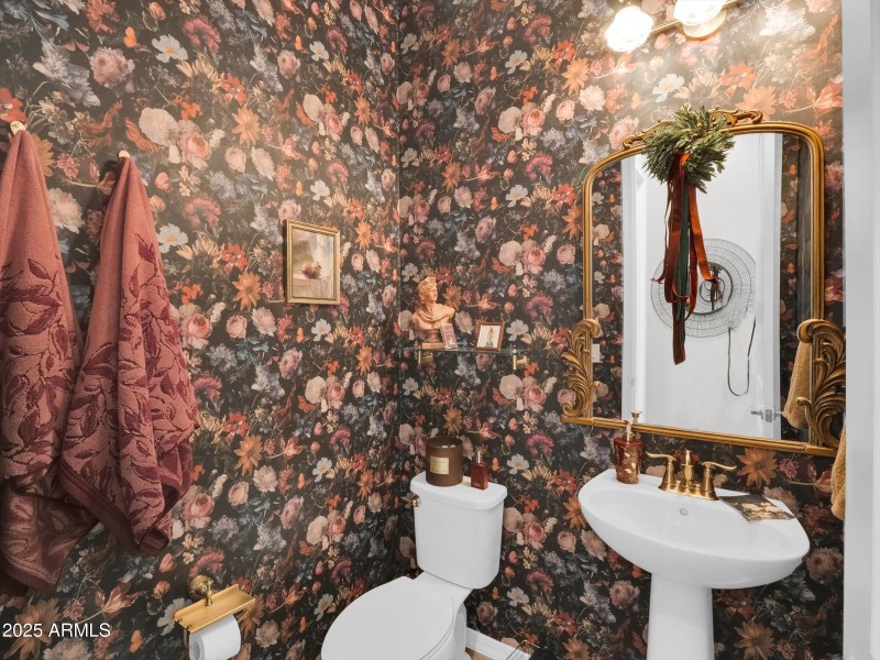 Guest Powder Room with Designer Wall pap