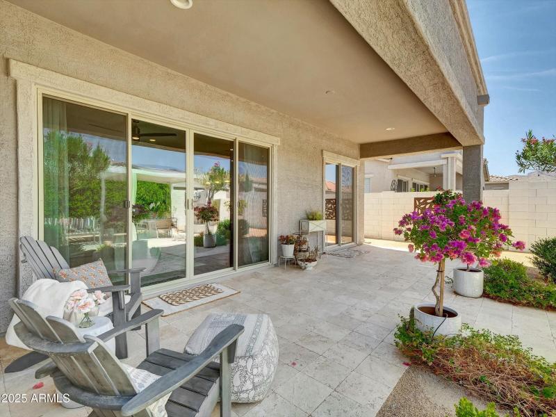 Rear Covered Patio with Travertine Floor