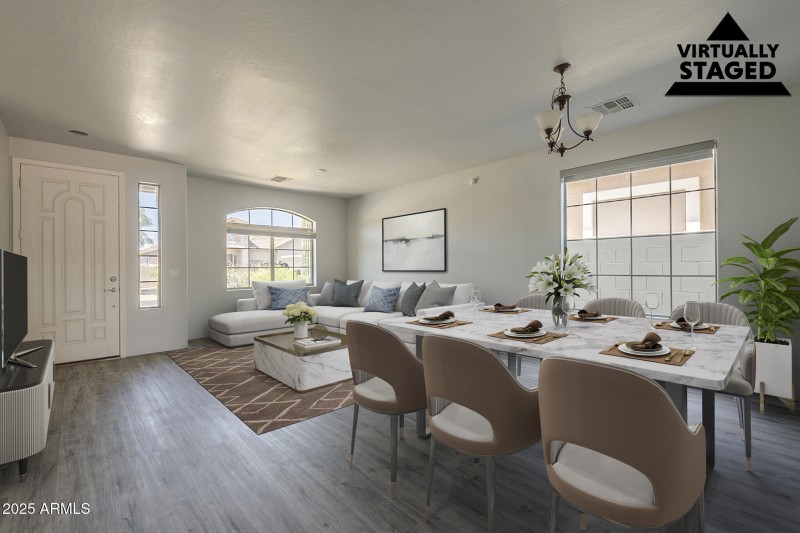 Living room/Dining staged