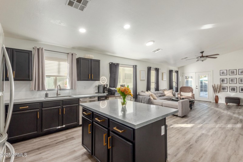 Kitchen is open to living room