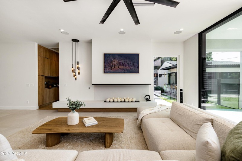 Great Room with Floating Fireplace