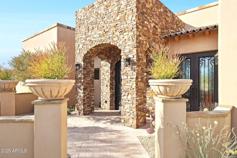 Private courtyard and stone front