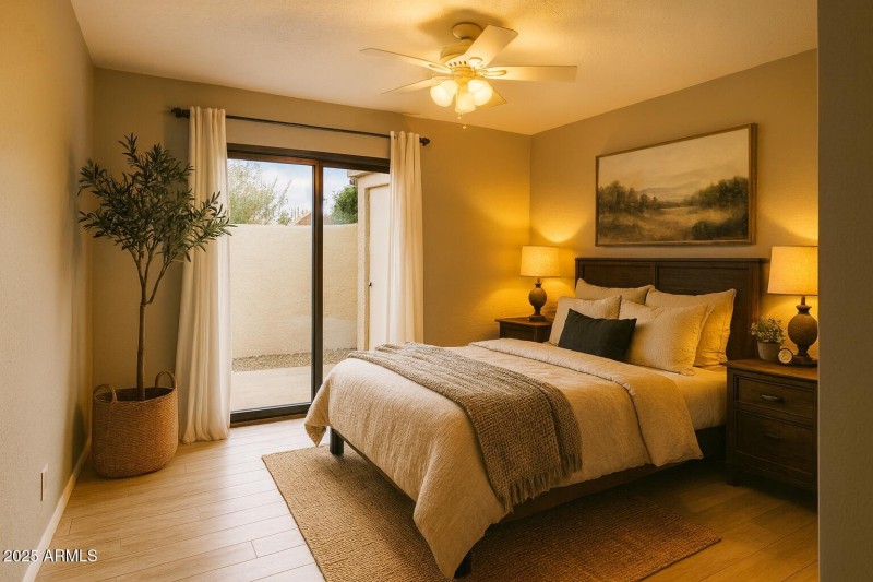 virtually staged primary bedroom