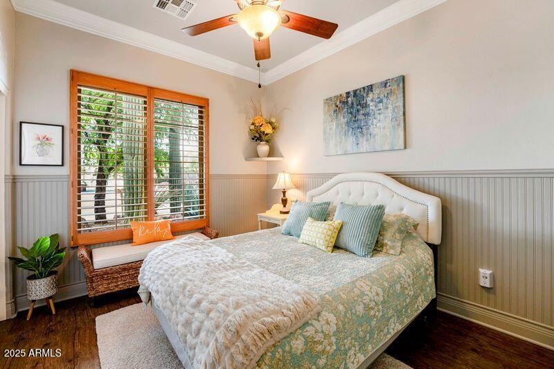 Guest Bedroom 2 with Wainscotting and Cr